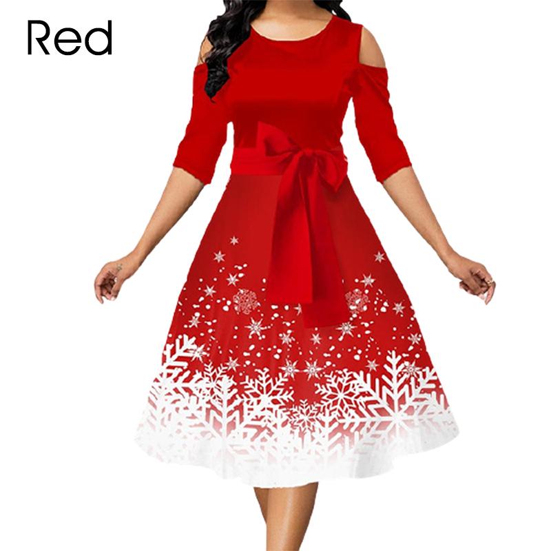 Snowflake Print Christmas Dress 