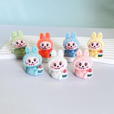 Flocking Cake Rabbit Cute Grain DIY Jewelry Resin Keychain Accessories Car Ornament Tide Play Blind Bag