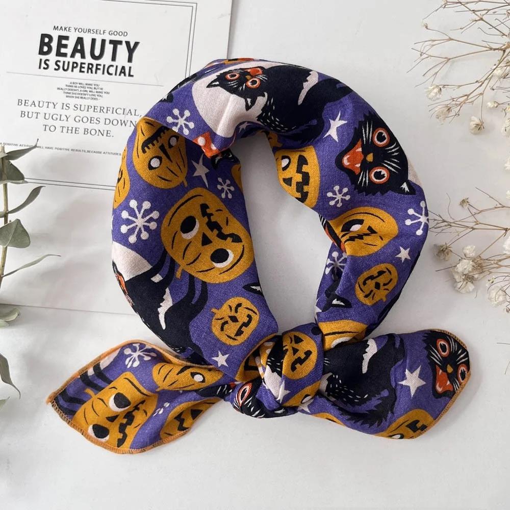 Silk Scarf Small Square Women'S Cotton And Linen Fresh Small Floral Encrypted Decorative Retro Headband Korean Version Exquisite