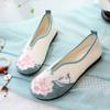 Woman's New Flat Sole Floral Embroidered Shoe Ethnic Style Soft Sole Non Slip Round Toe Shallow Slip On Lightweight Cloth Shoes