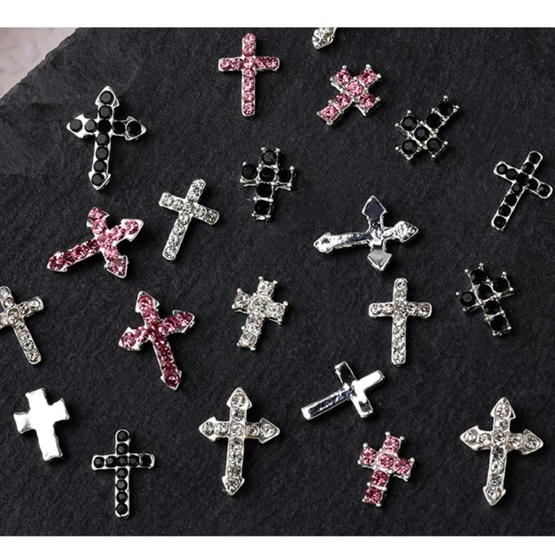 10Pcs 3D Cross Nail Charms for Nails Alloy Retro Cross Nail Charms Decoration DIY Alloy Nail Charms Decorations