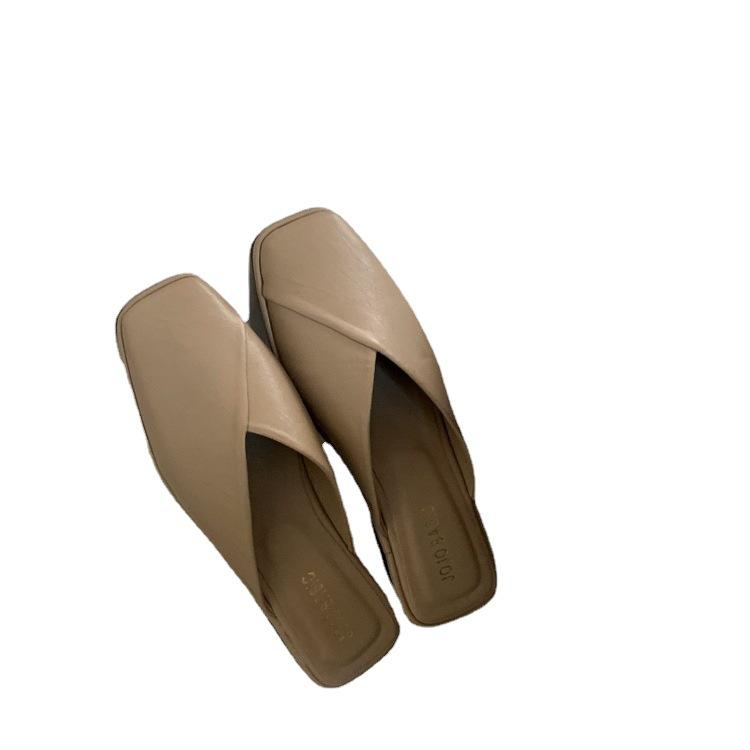 2026 Plus Size Women's Summer Outdoor Square Toe Flat Sandals & Mules
