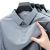 Men's Summer Seamless Ice Silk Polo: Breathable Business Casual Short Sleeve Shirt with Turn-Down Collar