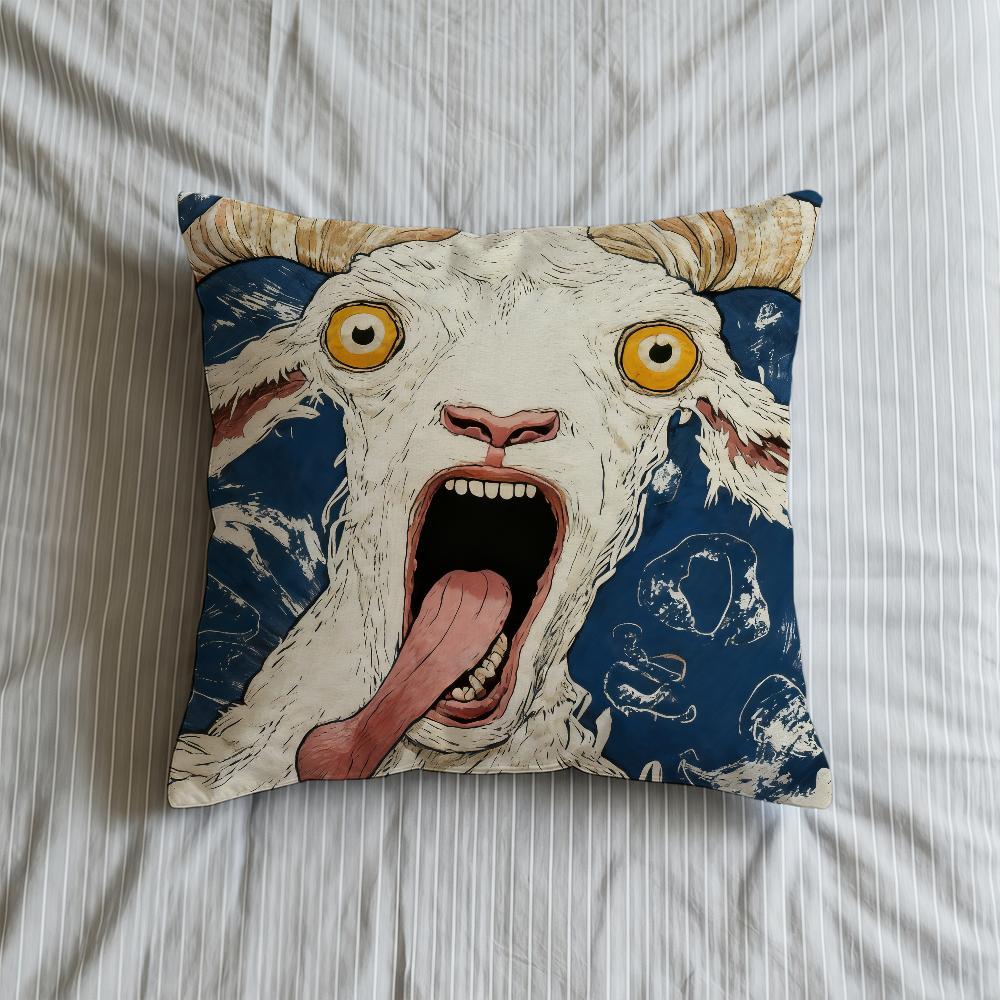 Cushion Cover Soft Case For Goat Sofa Face Living Room 2D Home Comfortable Office Decor Spooky Protective Pillow Covers