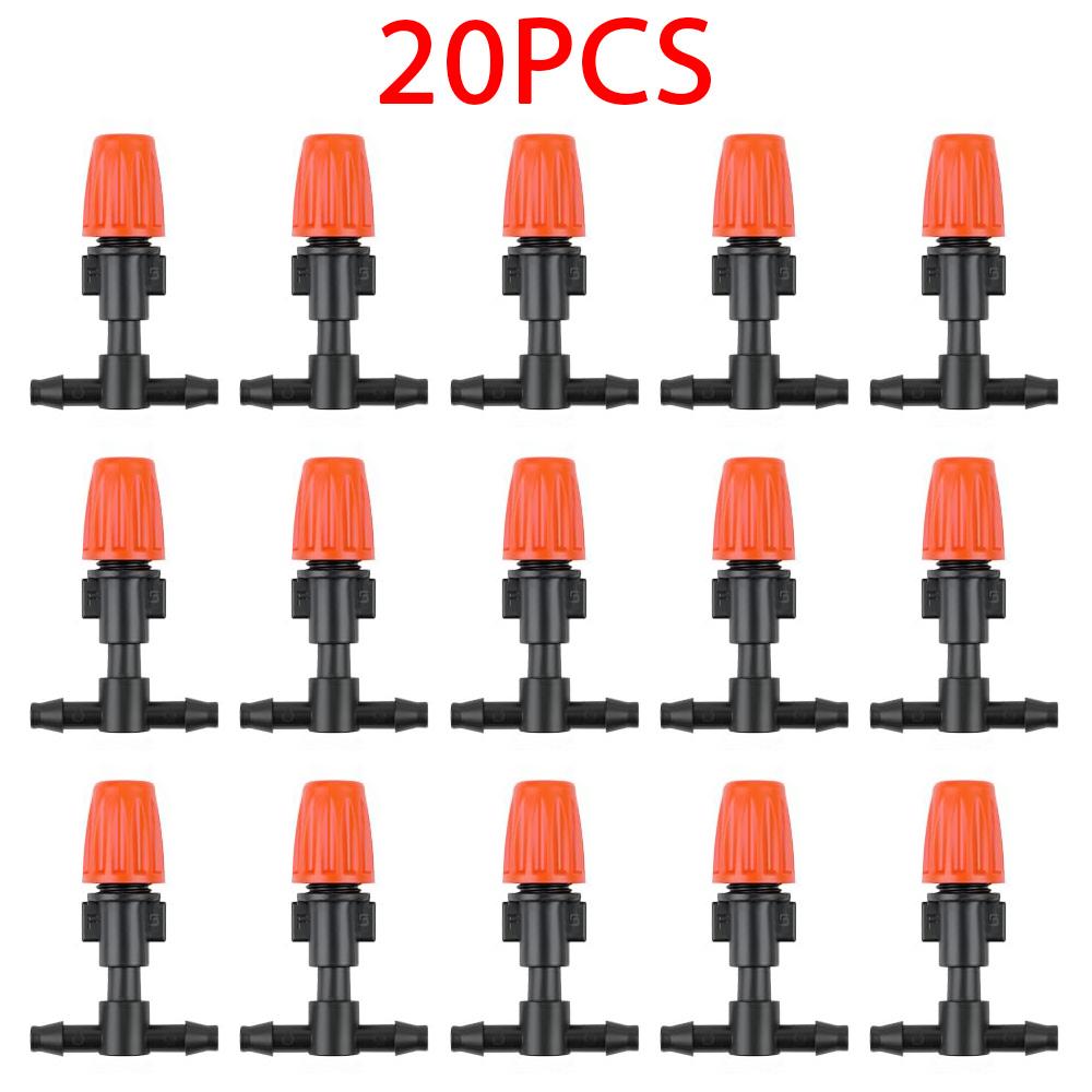 

7.5-10L/H T-Type Orange 4/7mm Hose Sprayer Watering System Adjustable Misting Nozzle /W 1/4”Tee Connector for Garden Greenhouse