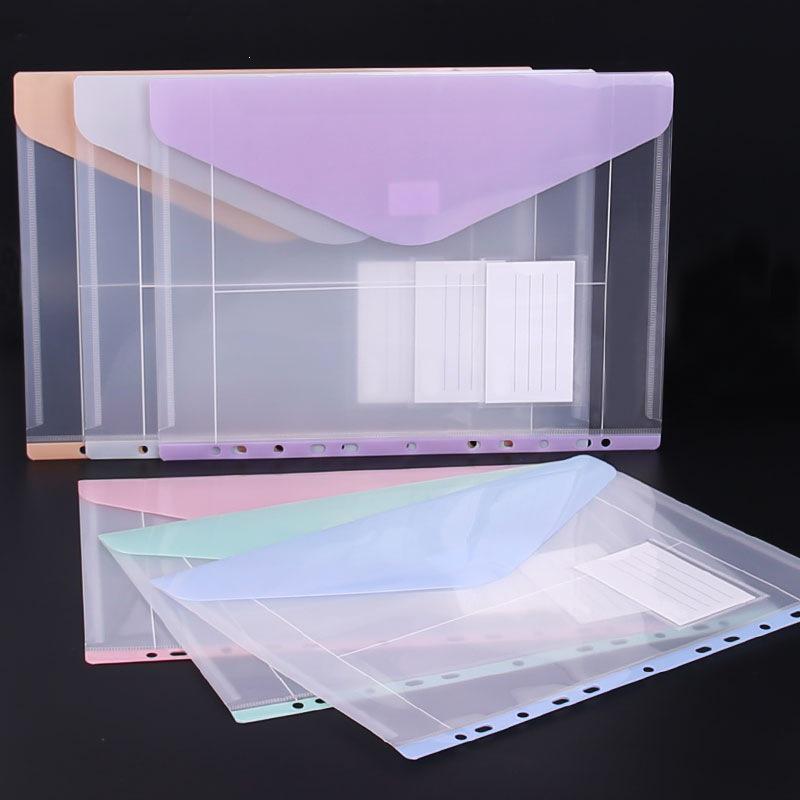 Transparent 11-Hole Loose-Leaf File Bag with Velcro Fastener for Students