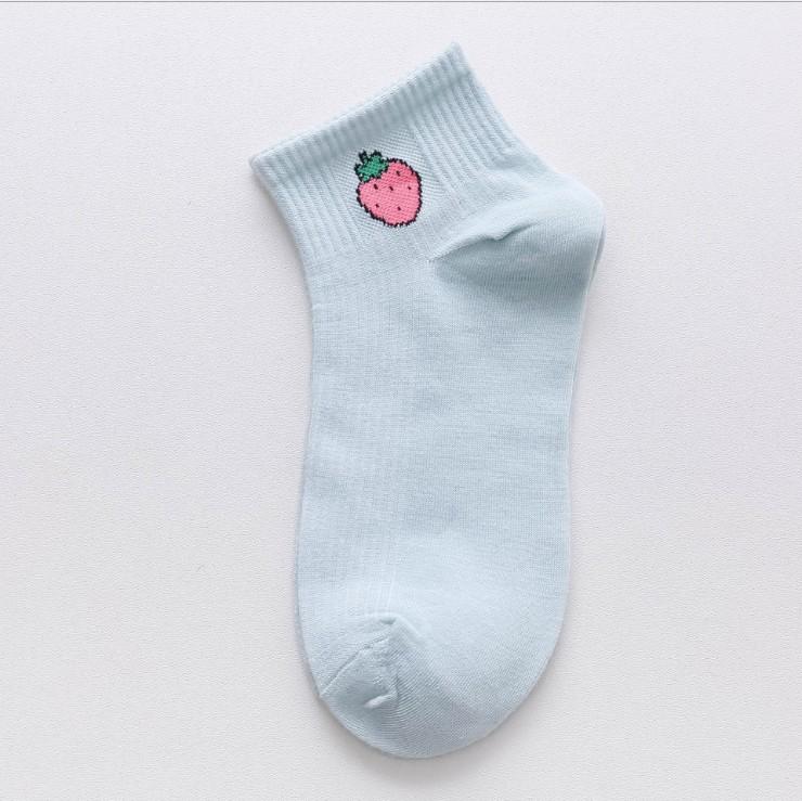 YUELI Custom Art Fresh Fruit Boat Socks Women Ankle Cotton Socks синий