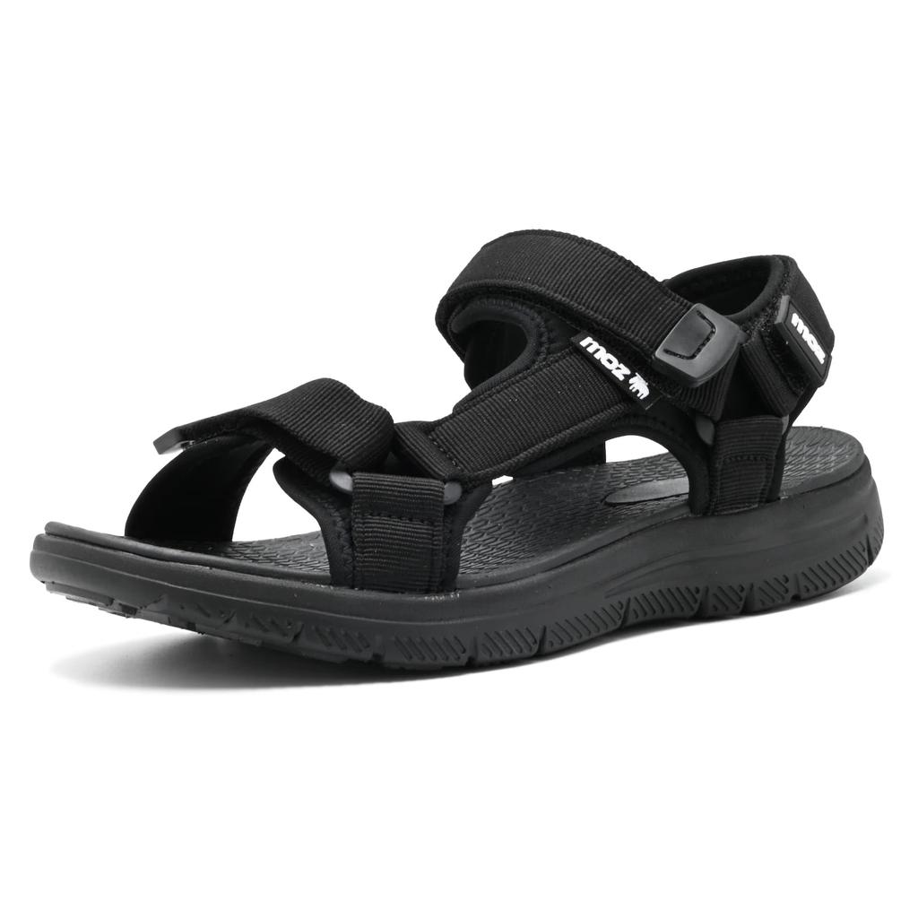 Mozu Sports Sandals with Strap Soft and Cushioned EVA Size 0800A Men's Ultra-Lightweight 3-Point Adjustment, Lining, Top, (Black, LL)