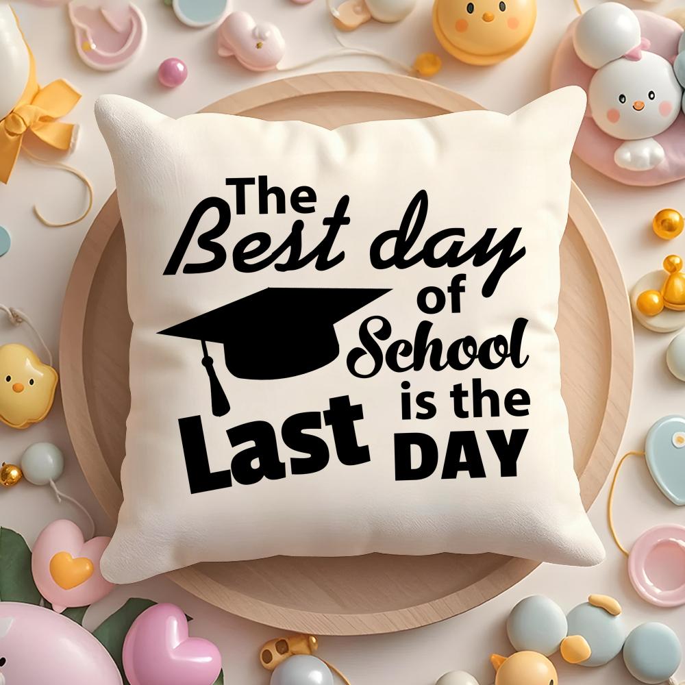 Graduation Season Motivational Slogan Cushion Cover Plush Fabric Soft Double-Sided Printed Sofa Warm Winter Home Pillow Case