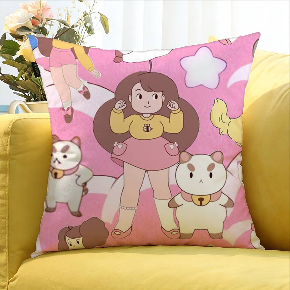 Bee And Puppycat Cartoon Style Badge Various Sizes Square Pillow Case For Car Home Bedchamber Decor