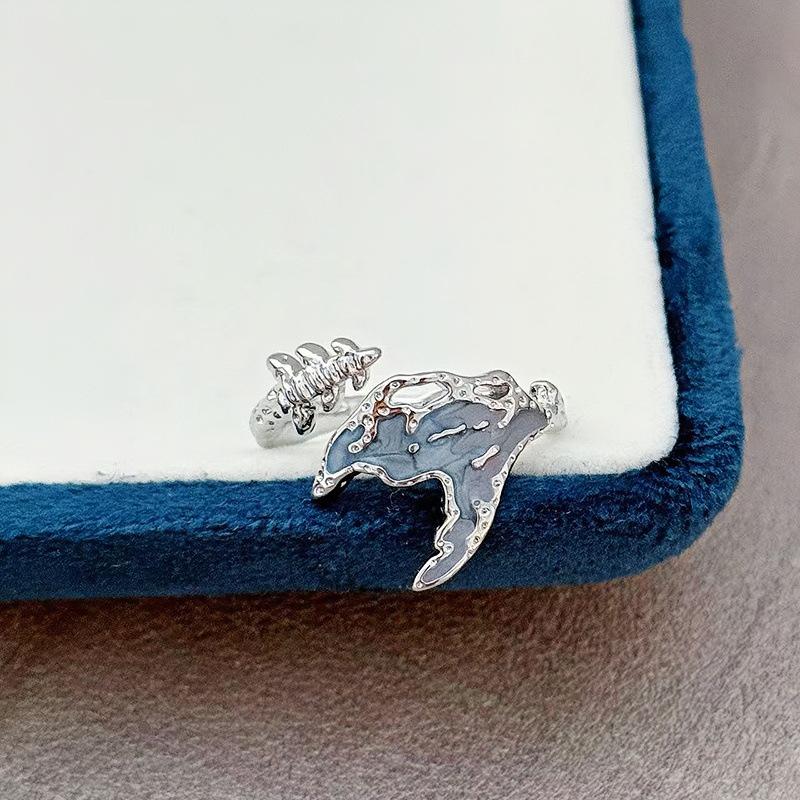 Fashion Style Temperament, Colorful Fishtail Enamel Open Ring, Personalized Women S Niche Light Luxury Stacked Ring Adjustable opening