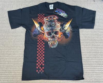 Vintage Motor Head Liquid Blue Shirt Mens Medium Racing Skeleton Y2K 90s Mad Max Unisex T-Shirt