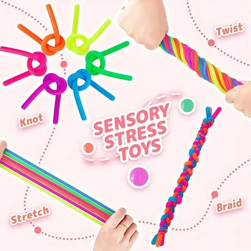 50/10pcs Rubber Elastic Rope Toy Colorful Funny Stress Relief Soft Squeeze Toy For Adult Release Stress Home Decor Party Favor