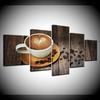 Canvas Painting Brown A Cup Of Coffee And Coffee Bean 5 Pieces Wall Art Painting Modular Wallpapers Poster Print Home Decor