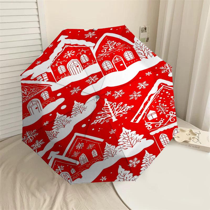 

1pc Christmas, Village Automatic Open/Close Umbrella Compact Folding Umbrella with 8-Rib Shaft for Women/Men, Elegant Birthday1125S