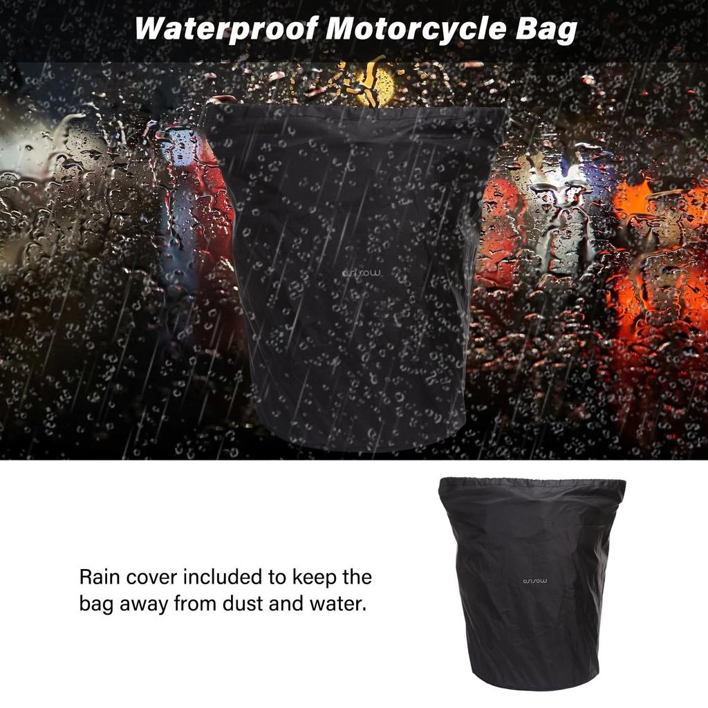 MOSISO Motorcycle Sissy Bar Backrest Travel Luggage Large Capacity Motorcycle Duffel Bag Expandable Gear Tail Bag with Rain Cover and Shoulder Strap