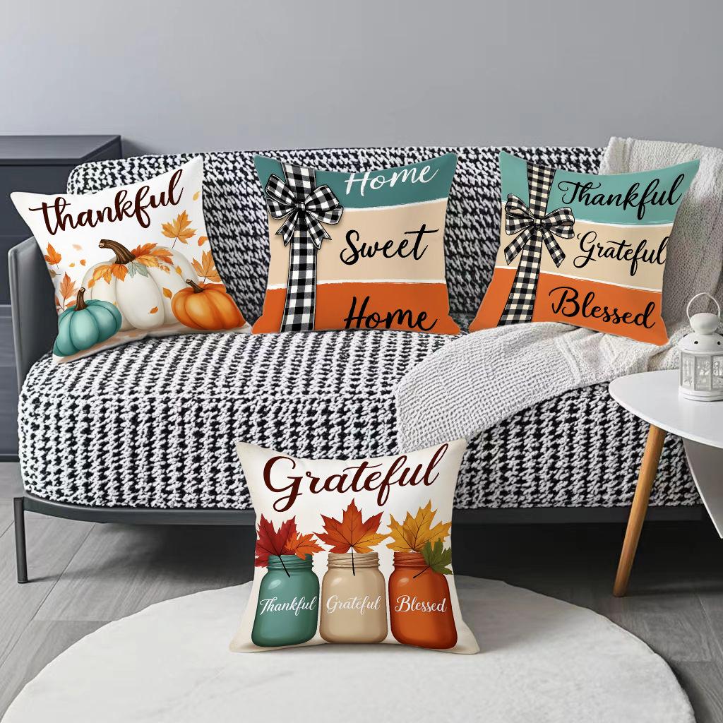 Thanksgiving Holiday Atmosphere Pillow Print Holiday Atmosphere Decoration Living Room Home Pillow Cushion Cover