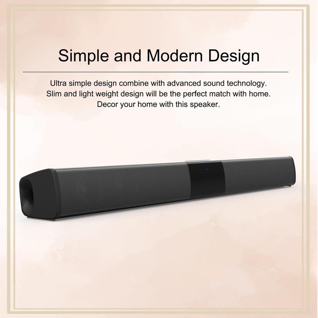 BS28B Long Bluetooth Speaker Bar for TV, Computer, and Laptop
