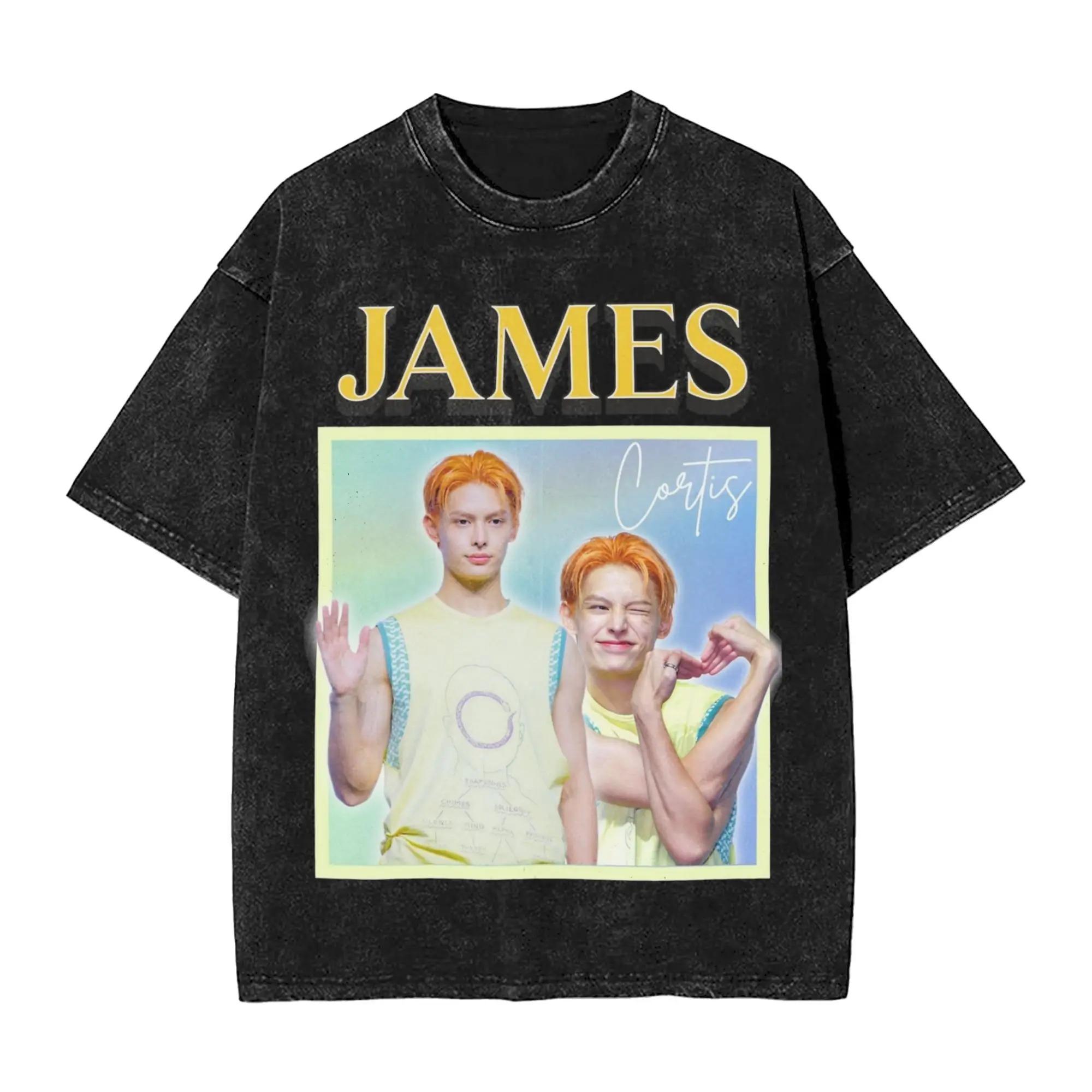 Simple Chic Street Clothing 2026 Kpop Jongensgroep Cortis James Gewassen T-shirts Streetwear Vintage T-shirts T-shirt Mannen Vrouwen Katoen Harajuku Grafisch Bedrukt S rood