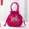 Embroidered Flower Pattern Women Bucket Bag National Phone Bag Ladies Small Dacron Top Handle Bag Casual Occasions
