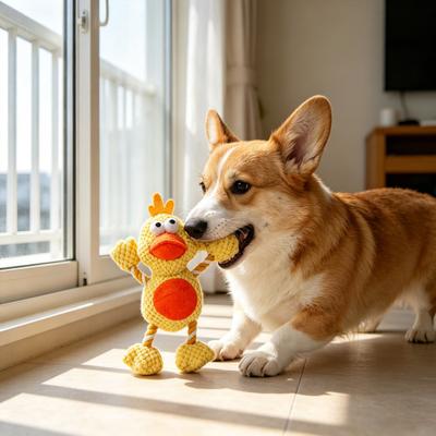Haustierspielzeug Cartoon Ente Frosch Spielzeug mit Geräusch Design Hund Kauspielzeug Bissfest Zerrspielzeug Interaktiv Zähne