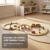 Wooden Train Set Interactive Beech Wood Railway Track Toy with Bridge Safe