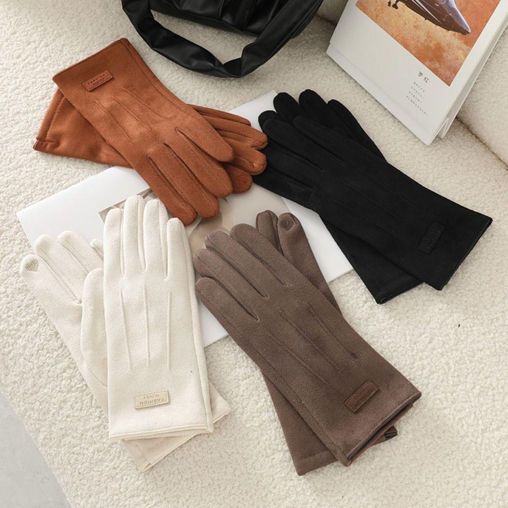 Velvet Winter Cycling Gloves Thick Suede Gloves All-Match Women Mittens  Autumn
