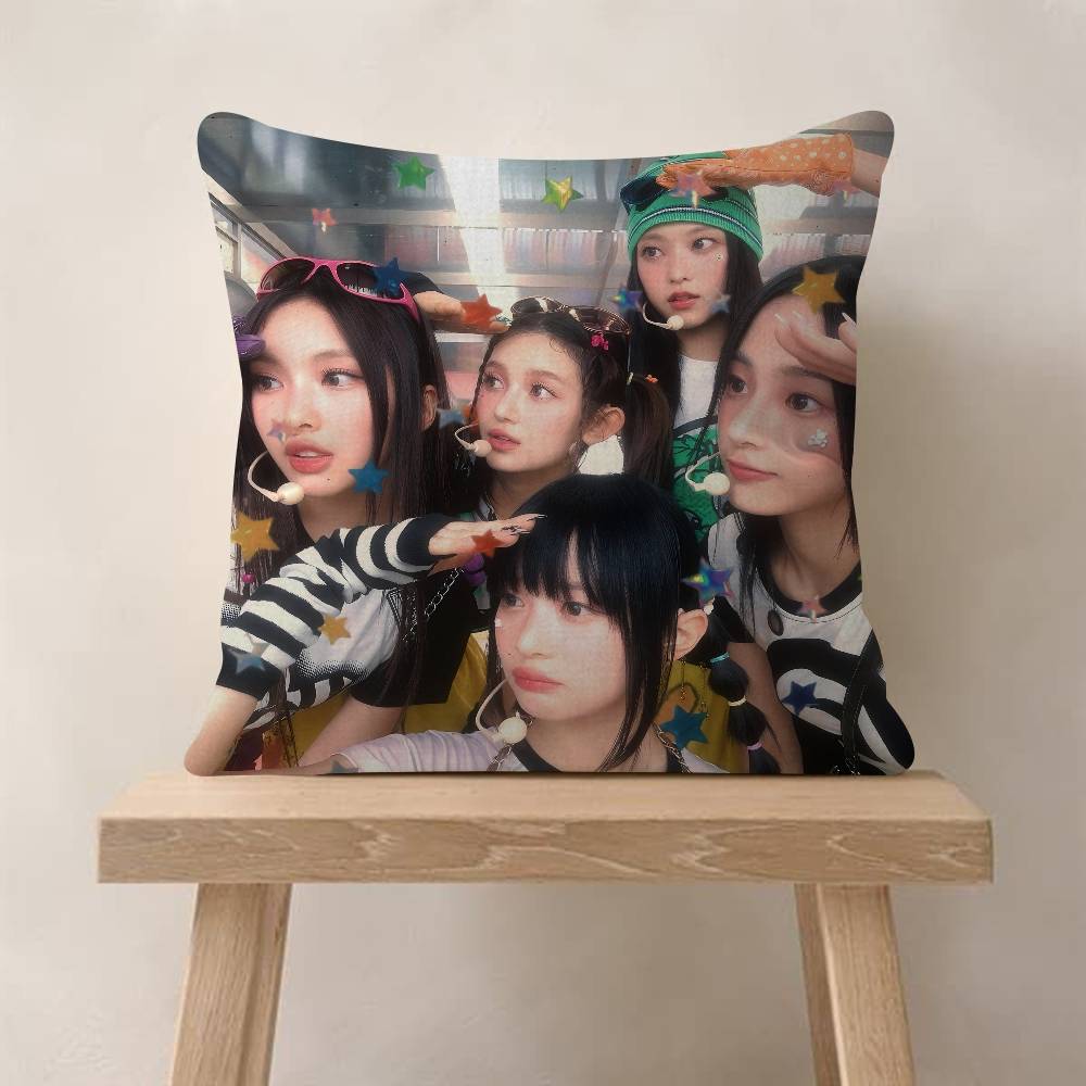 Kpop Singer N-New Jeans Office Cushion Pillowcase Car Cushion Cover45X45CM Lumbar Pillowcase Sofa Pillowcover