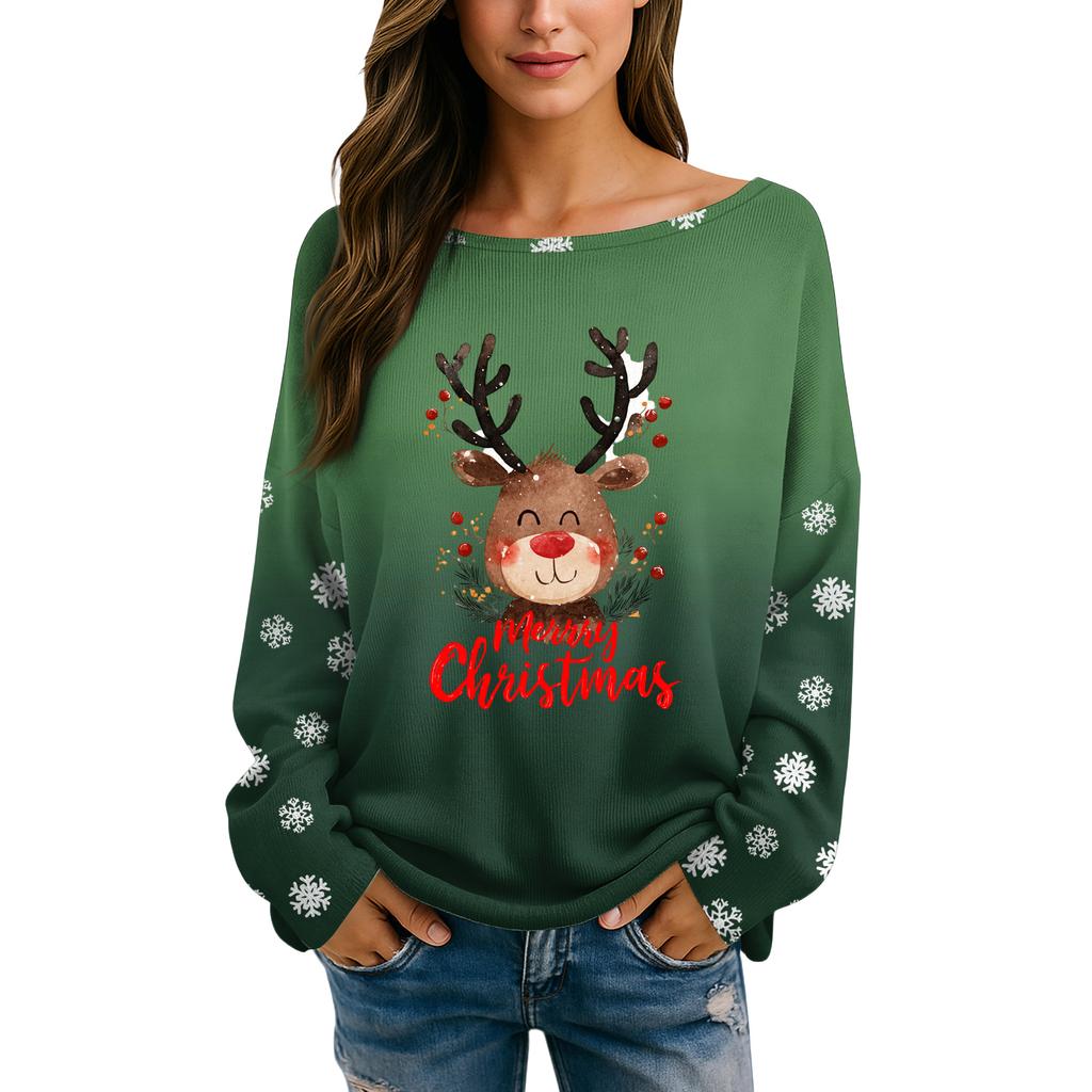 Womens Fall Sweaters Long Sleeve Print Tops Pullover Sweaters Loose Dressy Casual Basic Clothes