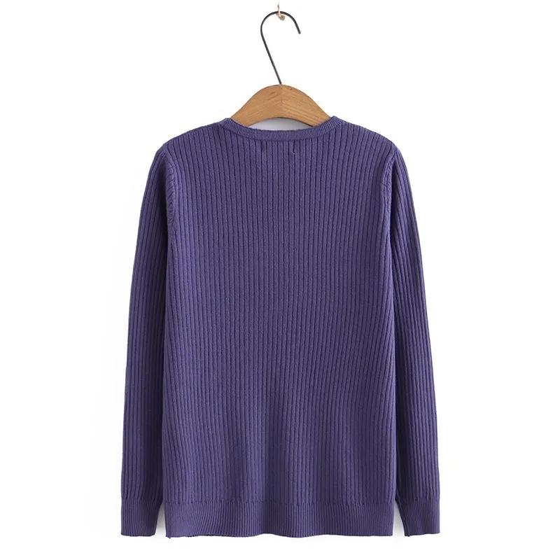 Spring and Autumn Bottoming Shirt Sweater Women's Large Size Western Fashion V-neck Sweater Pit Strip Top