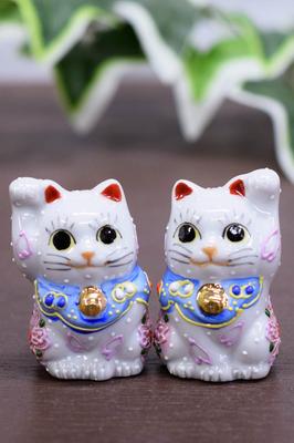 Waza No Kura Kutani Chibi Grand Opening Birthday Pair Gift Ornament, Ware, Maneki-neko (Lucky Cat) Sakura-chan, Gift, Present,