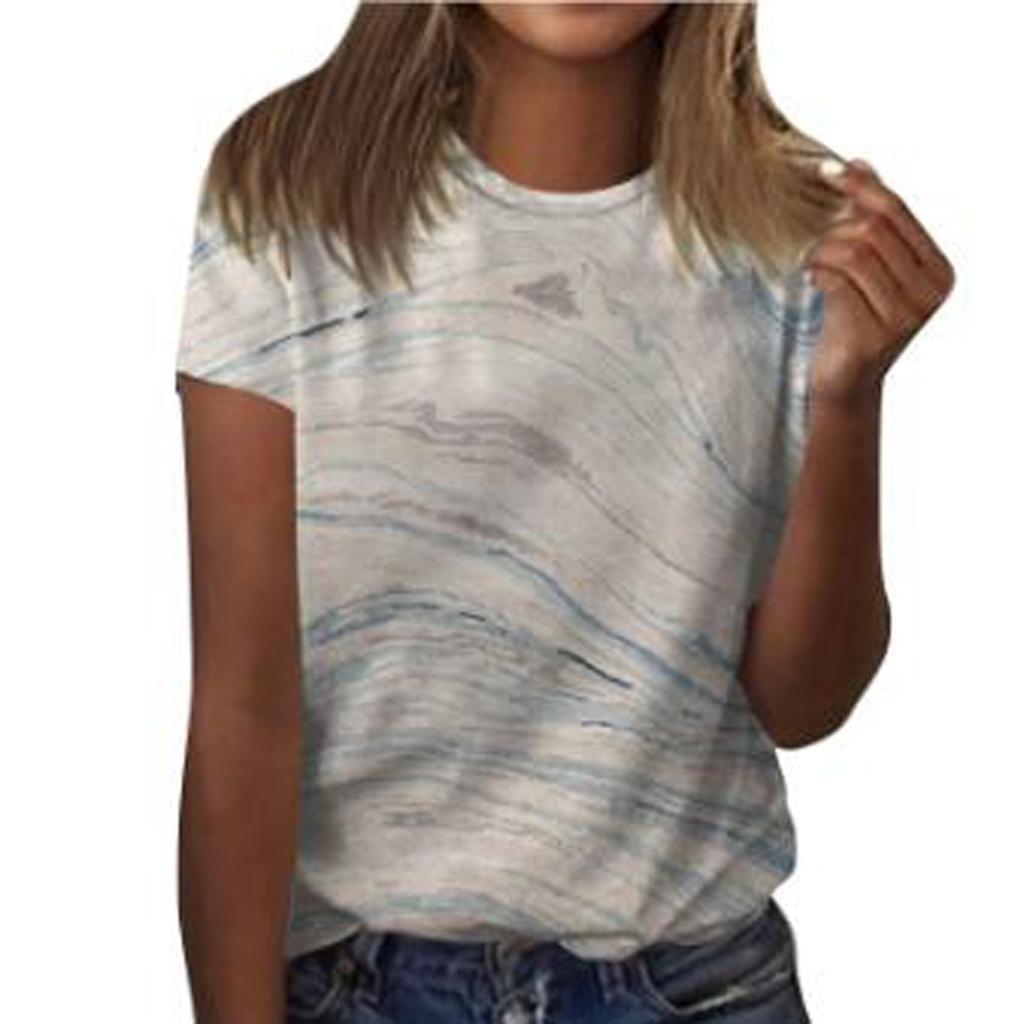 Women's Casual Short-sleeved T-shirt O-neck Printed Top