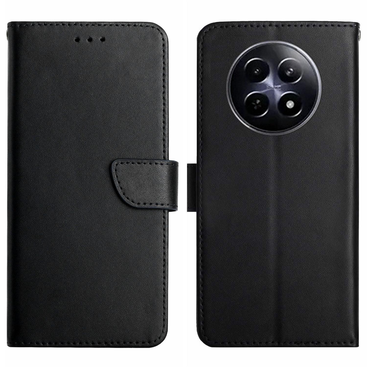 

Для Realme 13+ 5G/13 Pro 5G (Китай) Чехол из натуральной коровьей кожи, чехол для телефона с текстурой наппа Black