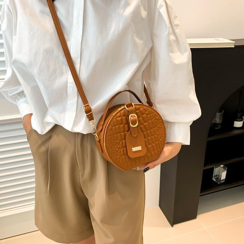 Borsa rotonda da torta da donna senso del design texture effetto coccodrillo borsa a mano alla moda borsa a tracolla a tracolla casual autunno nuovo