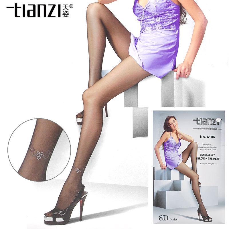Tianzi 8D Heart Lock Ankle Flocked Pantyhose 6106: Anti-Snagging, Micro-Pressure, Slimming Tattoo Leg Stockings.