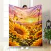 Sunflowers and Butterflies At Sunset Flannel Blanket for Bedroom Living Room Sofa and Nap