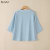ZANZEA Women Summer V-neck Loose Casual 3/4 Sleeve Blouse