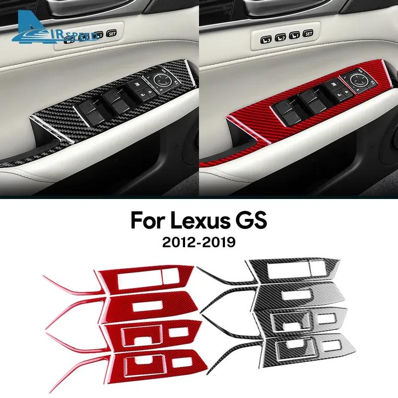 Real Soft Carbon Fiber Sticker For Lexus GS 2012 2013 2014 2015 2016 2017 2018  LHD RHD Car Window Lift Button Panel Trim