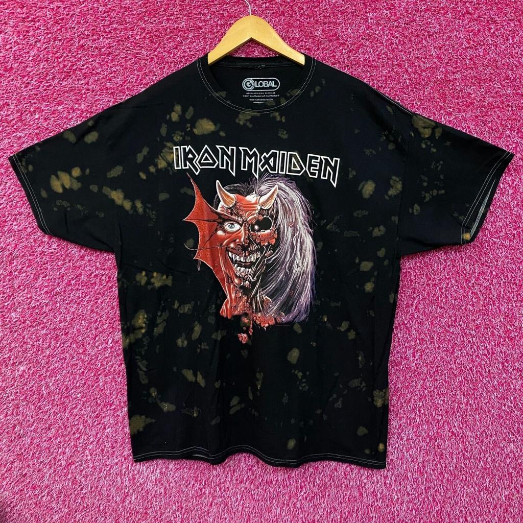 T-shirt Oversize Iron Maiden Purgatory con tintura bleach