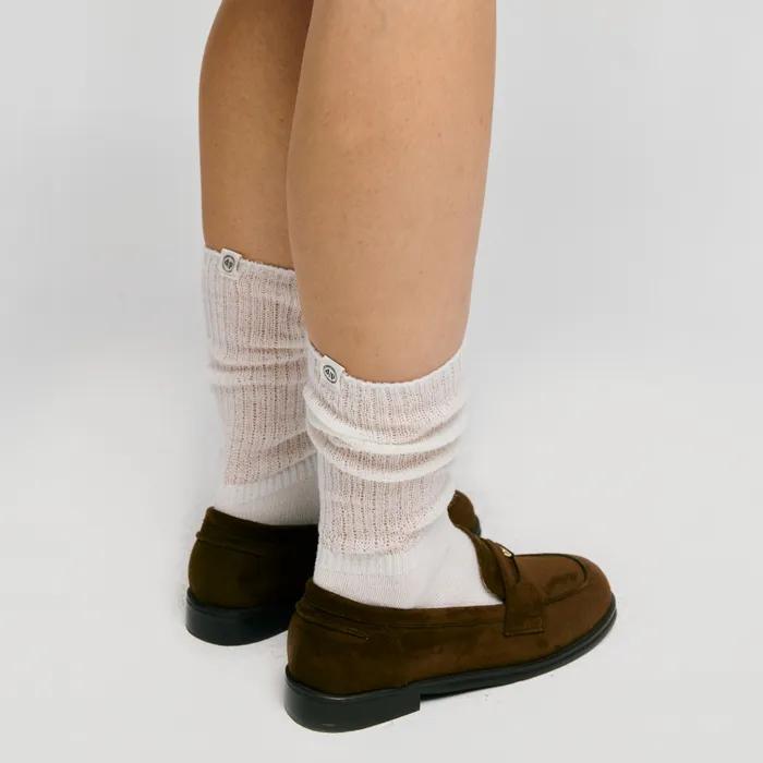 sheer knit socks - ivory