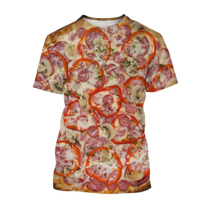 Plus Size Men Women Sausage Pizza Pattern T Shirt Food 3D Printed Tees Casual Round Neck Unisex Tops Short Sleeves T-Shirts