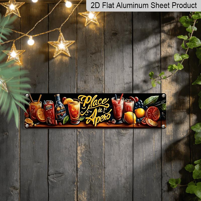 1pc French "PLACE DE L'APEO" Metal Sign - 3.94 X 15.74inch Alumium Decorative Sign | Rustic Wall Decor with Vibrant Roostertail Design | Durable
