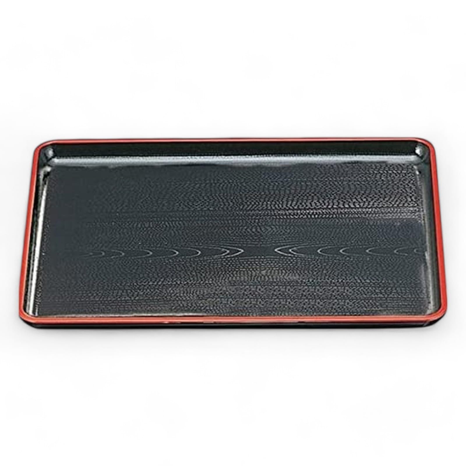 

48cm Kaiseki Tray with Red Lacquerware Made in Japan J-kitchens Shin-Mokume (Black Top), 6-Shaku, (ABS Resin), Non-Slip,