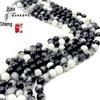 8mm Natural Bicolor Chalcedony Beads: Black & White Zebra Stone Agate Round Beads for DIY Jewelry Making