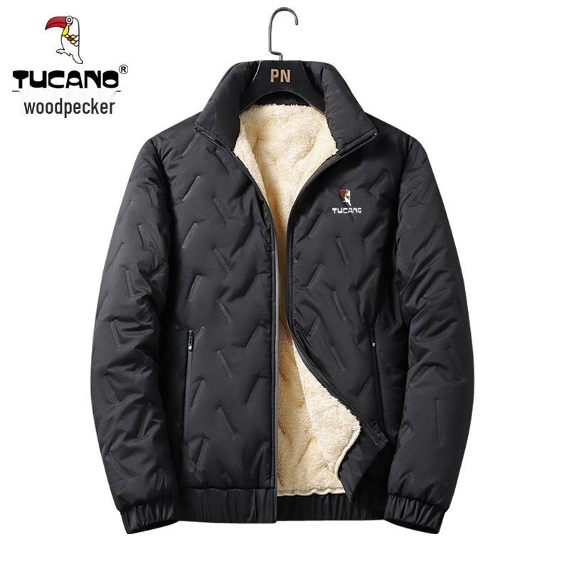Woodpecker Men's Thickened Lamb Wool Suit: Autumn/Winter Plus Velvet Warm Jacket & Casual Long Pants