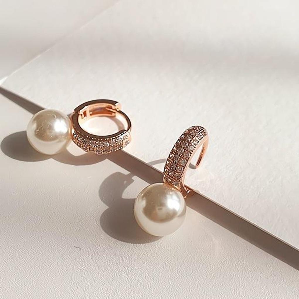 Women's Daily Accessory Pearl Earrings Best Pearl Cubic Ring