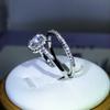 New Small Couple Ring  Sterling Silver Popular Fashion Four-Claw Zircon Ring Two-Piece For Ladies Party Birthday Jewelry Gift