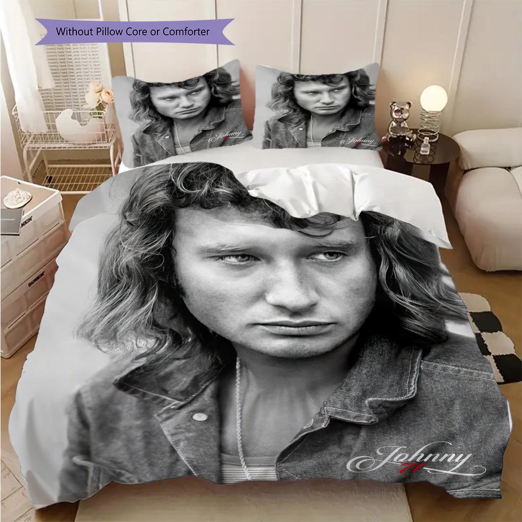 Johnny Hallyday Retro Poster bedding, duvet cover, pillowcase, home decoration, birthday gift (1 * duvet cover+2 * pillowcase, coreless)