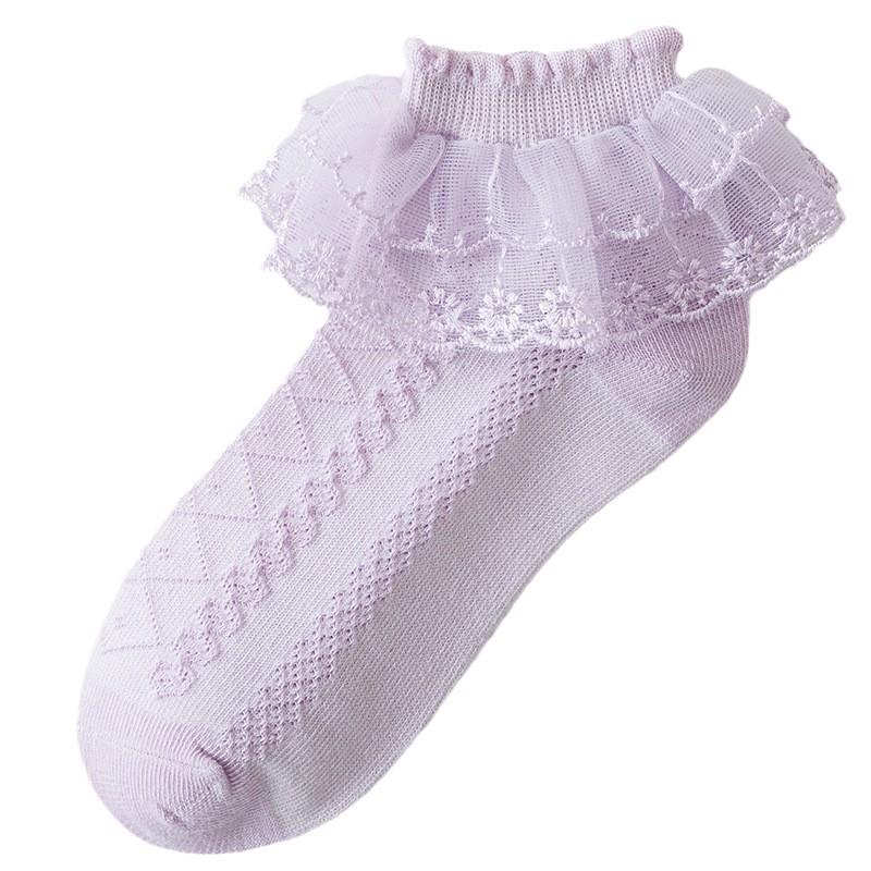 Girls Lace Trim Socks Thin White Dance Princess Kids Toddler Baby Latin