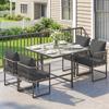Poly Rattan Garden Furniture Set 5-Piece Space-Saving Seating Group Table with 4 Chairs DPC Tabletop Cushions Grey